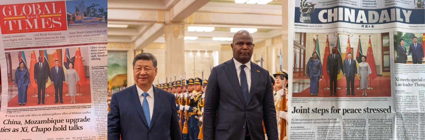 Influentes órgãos de comunicação social da China destacam visita de Estado de Daniel Chapo