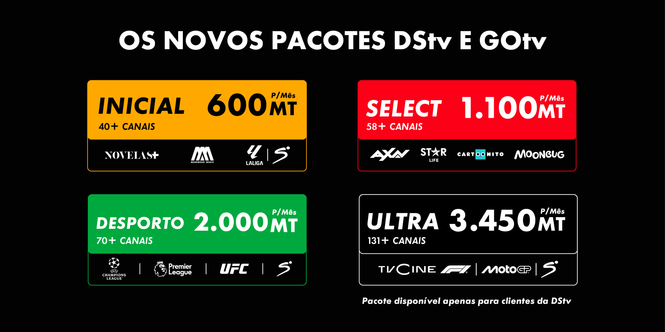 DSTV e GOTV lançam novos pacotes com mais conteúdos e preços até 34% mais baixos feitos à medida das famílias moçambicanas